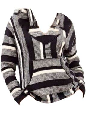 Black & White Sweater Knit Baja Hoodie